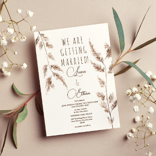 Convites Casamento de Grass Boho Pampas Watercolor
