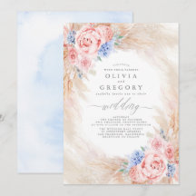 Casamento de Grass de Pampas Florais Dusty Blue e 