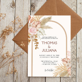 Convites Casamento de Grass Modern Boho Terracotta Pampas