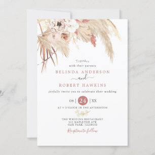Convites Casamento de Grass Rosa Boho Pampas do Deserto Dus