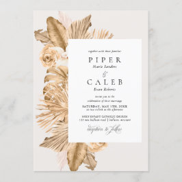 Convites Casamento de Grass Secas Douradas Tropicais