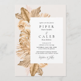 Convites Casamento de Grass Secas Douradas Tropicais