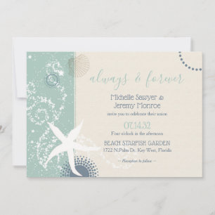 Convites Casamento de Grayed Jade Dusky Blue Seaside