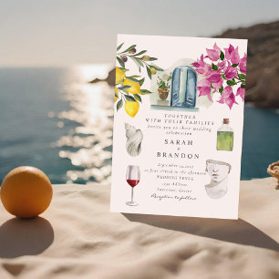 Convites Casamento de Grécia Azul-Azul-azulejo de Aquarela