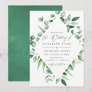 Convites Casamento de greenery de eucalipto em aquarela