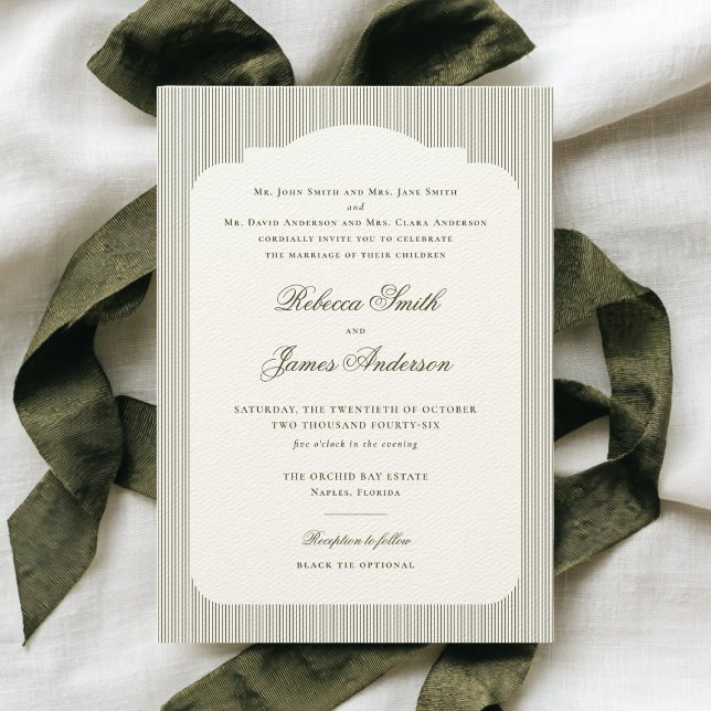 Convites Casamento de Greve Verde Clássica Elegante Formal (Criador carregado)