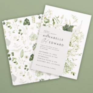 Convites Casamento de guião botânica moderna, elegante e ve
