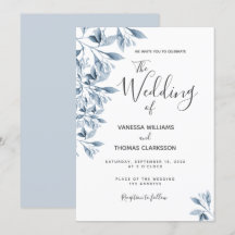 Casamento de guião botânico branco azul