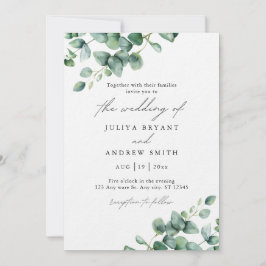 Convites Casamento de guião foliar Eucalyptus Watercolor