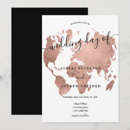 Convites Casamento de guião quic rosa dourado do mapa do mu