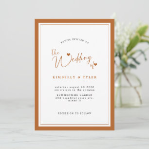 Convites Casamento de guião simples e elegante do Terracott