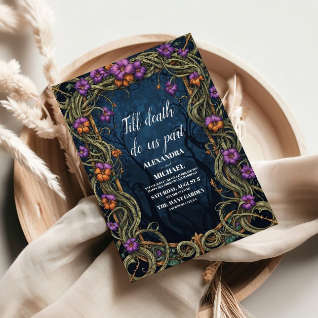 Convites Casamento de Halloween Art Nouveau Gótico (Criador carregado)