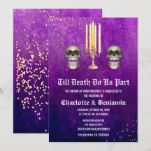 Casamento de Halloween com Caveira Roxa