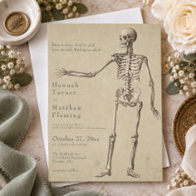 Casamento de Halloween com Esqueleto Gótico Vintag