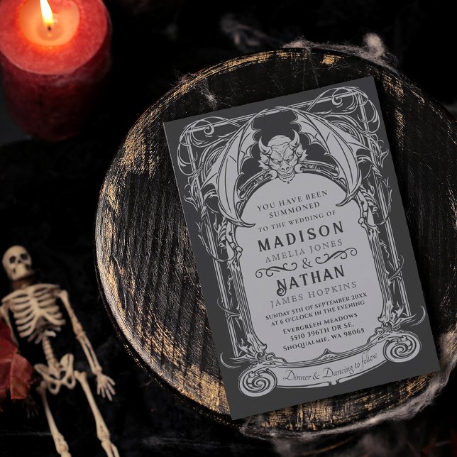 Convites Casamento de Halloween de Gargoyle Gótico (Criador carregado)