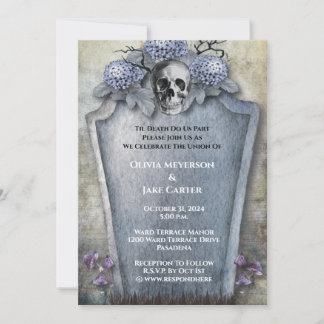 Convites Casamento de Halloween de Skeleton Spooky Gótico