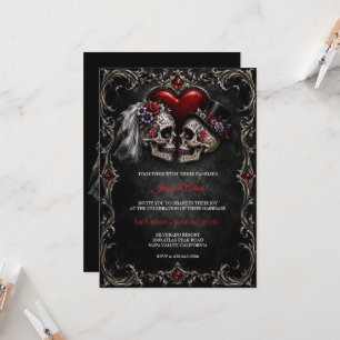 Convites Casamento de Halloween Esqueleto Gótico