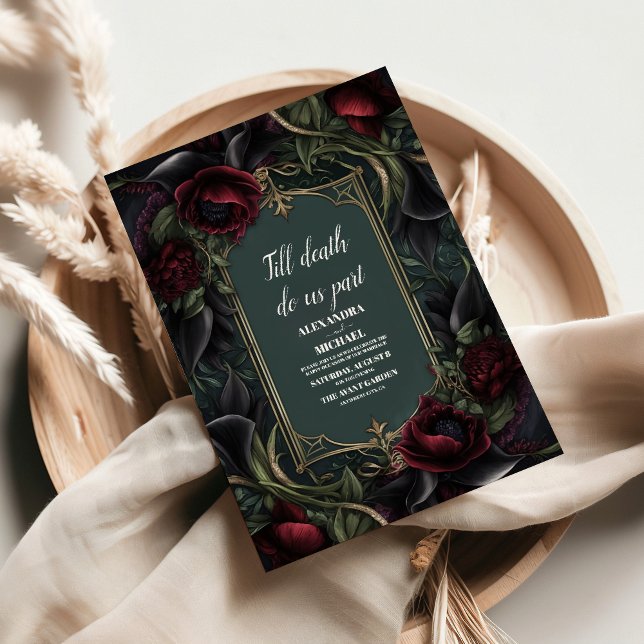 Convites Casamento de Halloween Gótico do Rosa vermelha (Criador carregado)