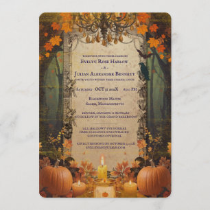 Convites Casamento de Halloween Gótico Outonal Vitoriano