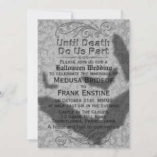 Convites Casamento de Halloween Gótico   Sombra de Morcegos