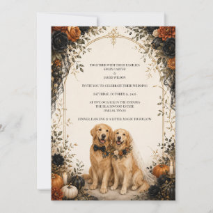 Convites Casamento de Halloween Personalizado com Golden Re