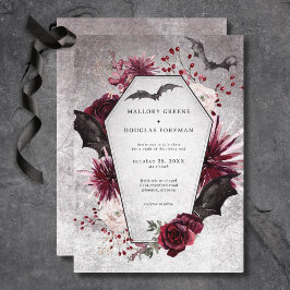Convites Casamento de Halloween Rustic Black & Burgundy