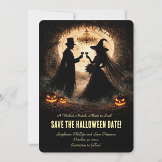 Convites Casamento de Halloween Salve a Data Adorável