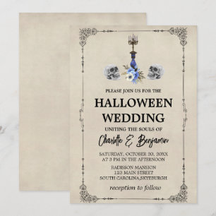 Convites Casamento de Halloween Vintage Elegante