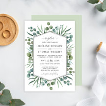 Casamento de Hexágono de Verde Eucalipto em Aquare