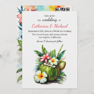 Convites Casamento de Hibiscus Summer Holiday Beach Hawaiia