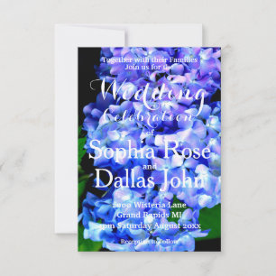 Convites Casamento de hidrangea floral azul-púrpura Elegant