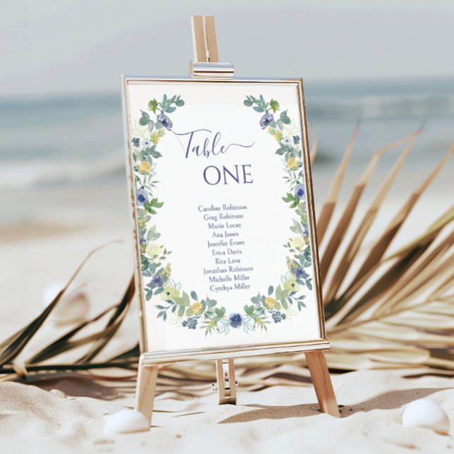 Convites Casamento de horta floral azul-amarela boêmia (Criador carregado)