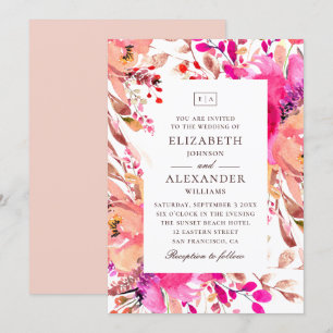 Convites Casamento de horta floral com cor de água e cor d