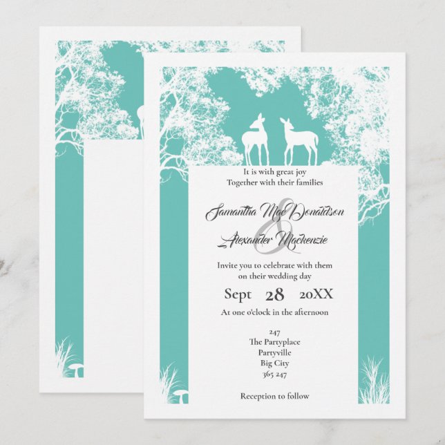 Convites Casamento de hortelã de madeira (Frente/Verso)