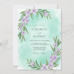 Convites Casamento de Hortelã Lilás Eucalipto