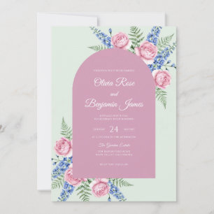 Convites Casamento de Hortelã, Periwinkle, Delphinium e Euc