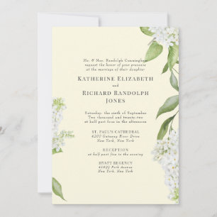 Convites Casamento de Hortênsia Branca Elegante Amarela