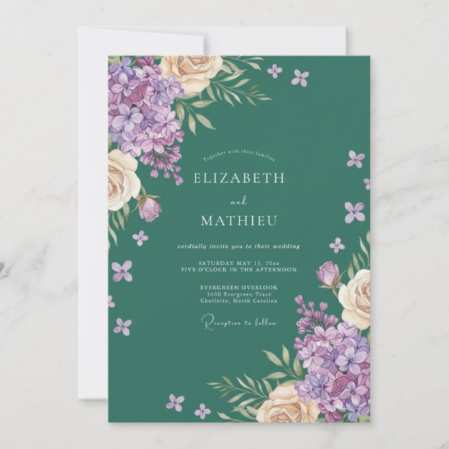 Convites Casamento de Hortênsia Eucalipto Âmbar (Frente)