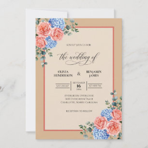 Convites Casamento de Hortênsia Eucalipto Ameixa Azul
