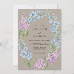 Convites Casamento de Hortênsia Eucalipto Azul Bege