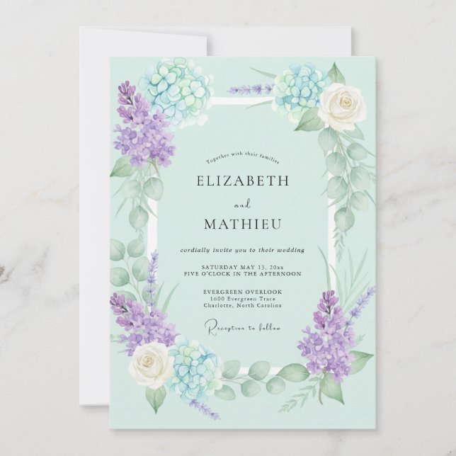 Convites Casamento de Hortênsia Eucalipto Azul-Peruíbe (Frente)