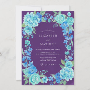 Convites Casamento de Hortênsia Eucalipto Ciano Roxo