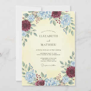 Convites Casamento de Hortênsia Eucalipto Cornflower Borgon
