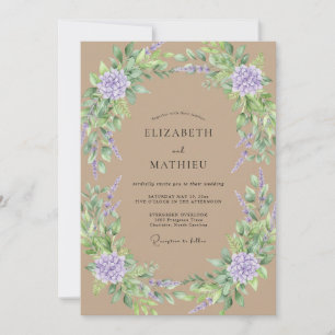 Convites Casamento de Hortênsia Eucalipto Lavanda Bege