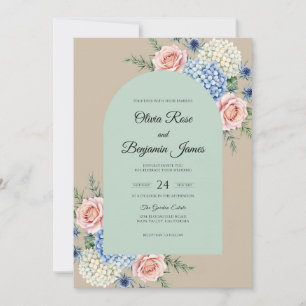 Convites Casamento de Hortênsia Eucalipto Macio Periwinkle