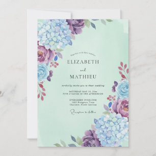 Convites Casamento de Hortênsia Eucalipto Menta Periwinkle
