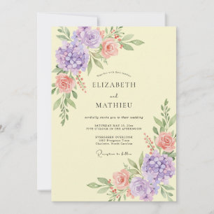Convites Casamento de Hortênsia Lilás Eucalipto Manteiga