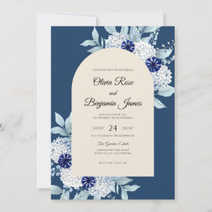 Convites Casamento de Hortênsia Navy Eucalipto Silenciado