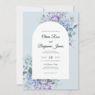 Convites Casamento de Hortênsia Roxa Periwinkle com Sage