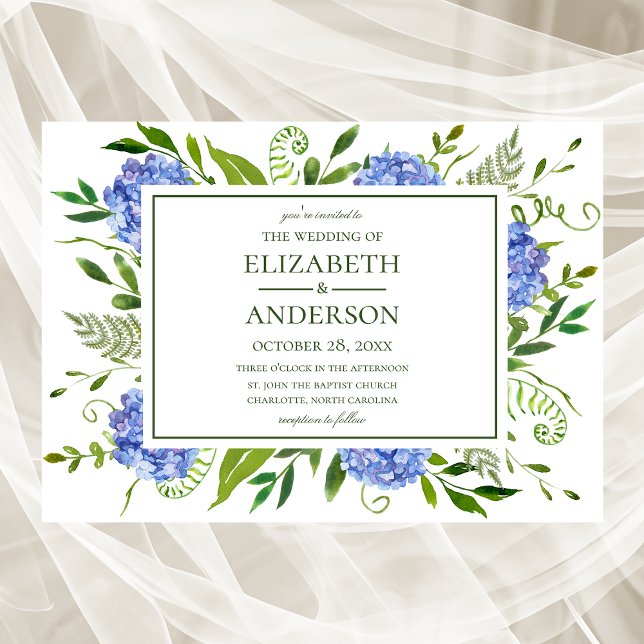 Convites Casamento de Hortênsias Azuis (Criador carregado)